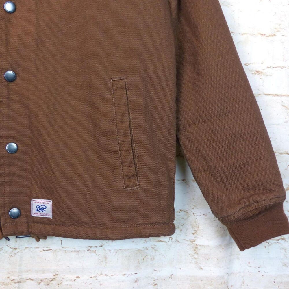 Deus Ex Machina Jacket Mens XS Brown Latham Canvas Coach Sherpa Lined Motorcycle - Picture 10 of 16